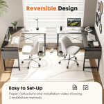 Furnibear Computer Desk with Drawer and Power Outlets, 47" Office Desk with 2 Monitor Stands and Fabric File Cabinet for Home
