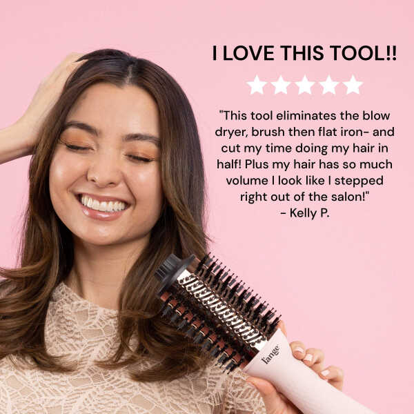 L'ange Hair Le Volume 2-in-1 Titanium Blow Dryer Brush Blush Hot Air Brush with Oval Barrel