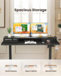 CHITOOMA 63&Prime x 28&Prime Electric Standing Desk with Drawers, Height Adjustable Gaming Desk with Monitor Stand & Storage