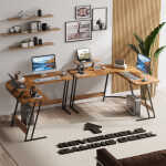 Homall L-Shaped Gaming Desk 51.2 Inches Corner Office Desk with Removable Monitor Riser, Black