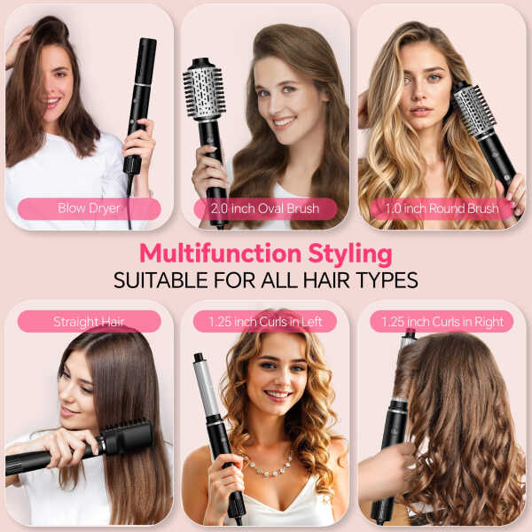 NICEBAY Hair Dryer Brush, Hot Air Brush with 110000RPM Brushless Motor, Blow Dryer 1300W, Plastic