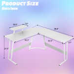 YRLLENSDAN L Shaped Computer Desk, Corner Desk Gaming Table Computer Desk L Shaped Desks Gaming Desks with Large Desktop for