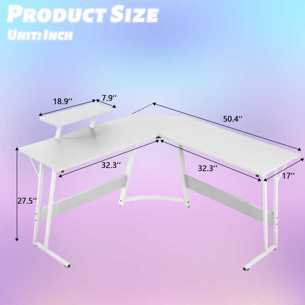 YRLLENSDAN L Shaped Computer Desk, Corner Desk Gaming Table Computer Desk L Shaped Desks Gaming Desks with Large Desktop for