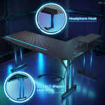 51 inch Gaming Desk with LED Lights & Power Outlet, Gaming Table with Movable Monitort Shelf Kids Desk Gift for Boys Men, Home