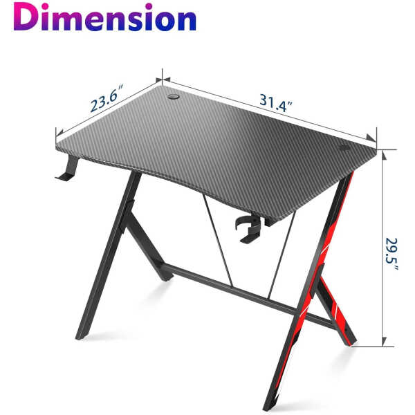 MOTPK 31 Inch Space Saving Carbon Fiber Computer PC Gaming Desk, Black
