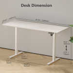 VVENACE Electric Standing Desk Height Adjustable Desk 48 x 24 inch 4 Memory Height Stand up Desk for Home Office, White
