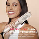 TYMO Ring Hair Straightener Brush, Flat Iron Comb, 5 Temp Settings & 20s Fast Heating, Dual Voltage, Gold
