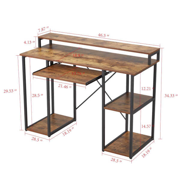 JOMEED Computer Desk with Monitor Shelf for At-Home Office, Brown/Black