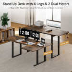 63x43 Inches L Shaped Standing Desk, Electric L Stand Up Desk with 4 Legs, Adjustable Height from 28-46 Inches for Home and