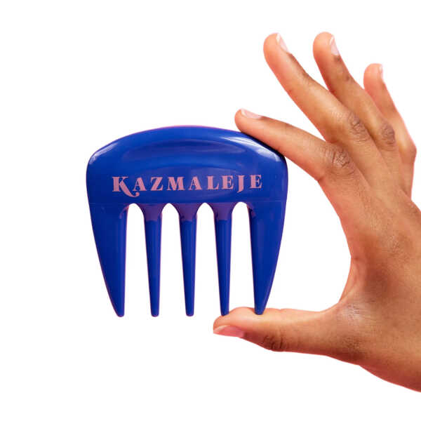 KAZMALEJE Kurls Plus Wide Tooth Pick Hair Comb, Cobalt