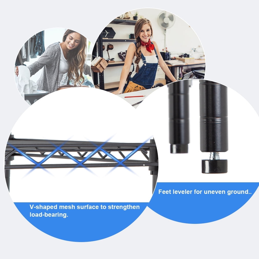 BestOffice 4 Shelf Wire Shelving Unit Garage NSF Wire Shelf Metal Storage Shelves Heavy Duty Height Adjustable for 1000 lbs