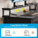 L Shaped Gaming Desk with File Drawer & Power Outlet, 53" Reversible Home Office Desk with Monitor Stand & Storage Drawers,