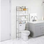 Mainstays 3-Shelf Over the Toilet Steel Freestanding Storage Shelf Unit, Silver, Holds up to 30 lb Capacity