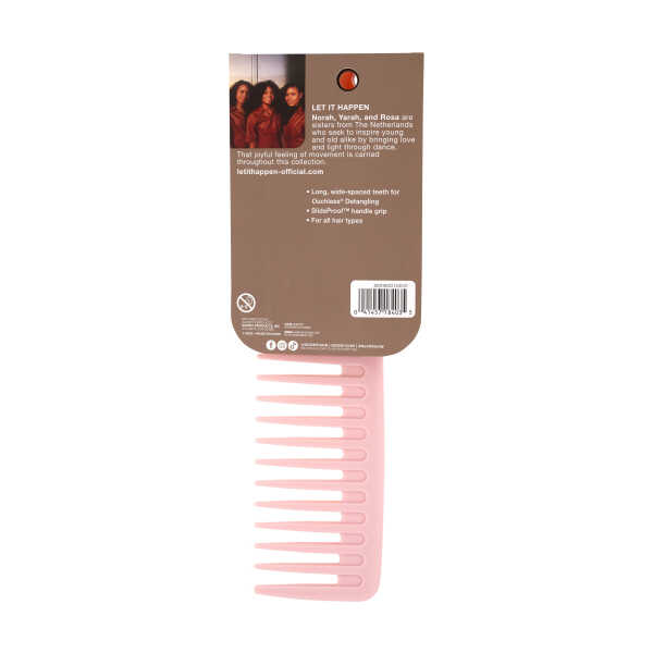 Goody Tru X Let It Happen Collab Wide-Tooth Comb With Handle for Ouchless&reg Detangling Pink, 1CT