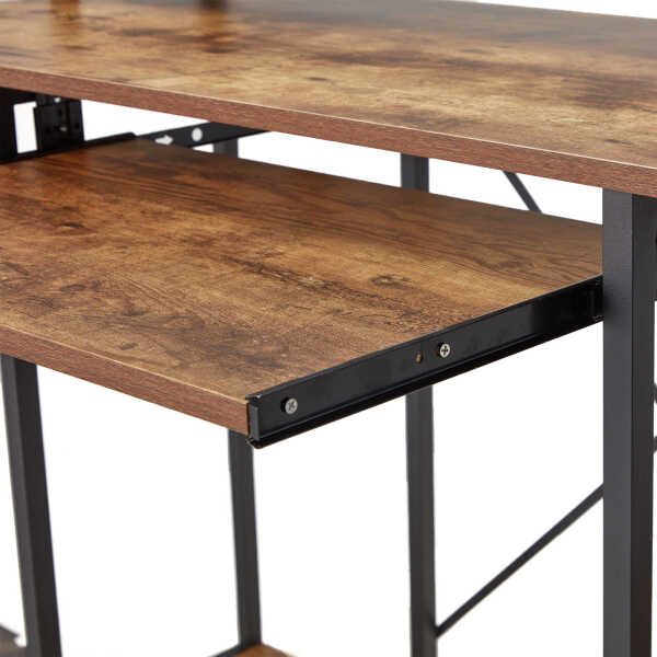JOMEED Computer Desk with Monitor Shelf for At-Home Office, Brown/Black