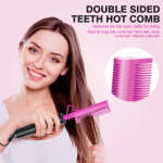 DAN Technology 2 in 1 Electric Hot Comb Iron 450 for Black Hair Wigs Beard,Double Side Teeth Creamic Heat Pink Pressing Comb