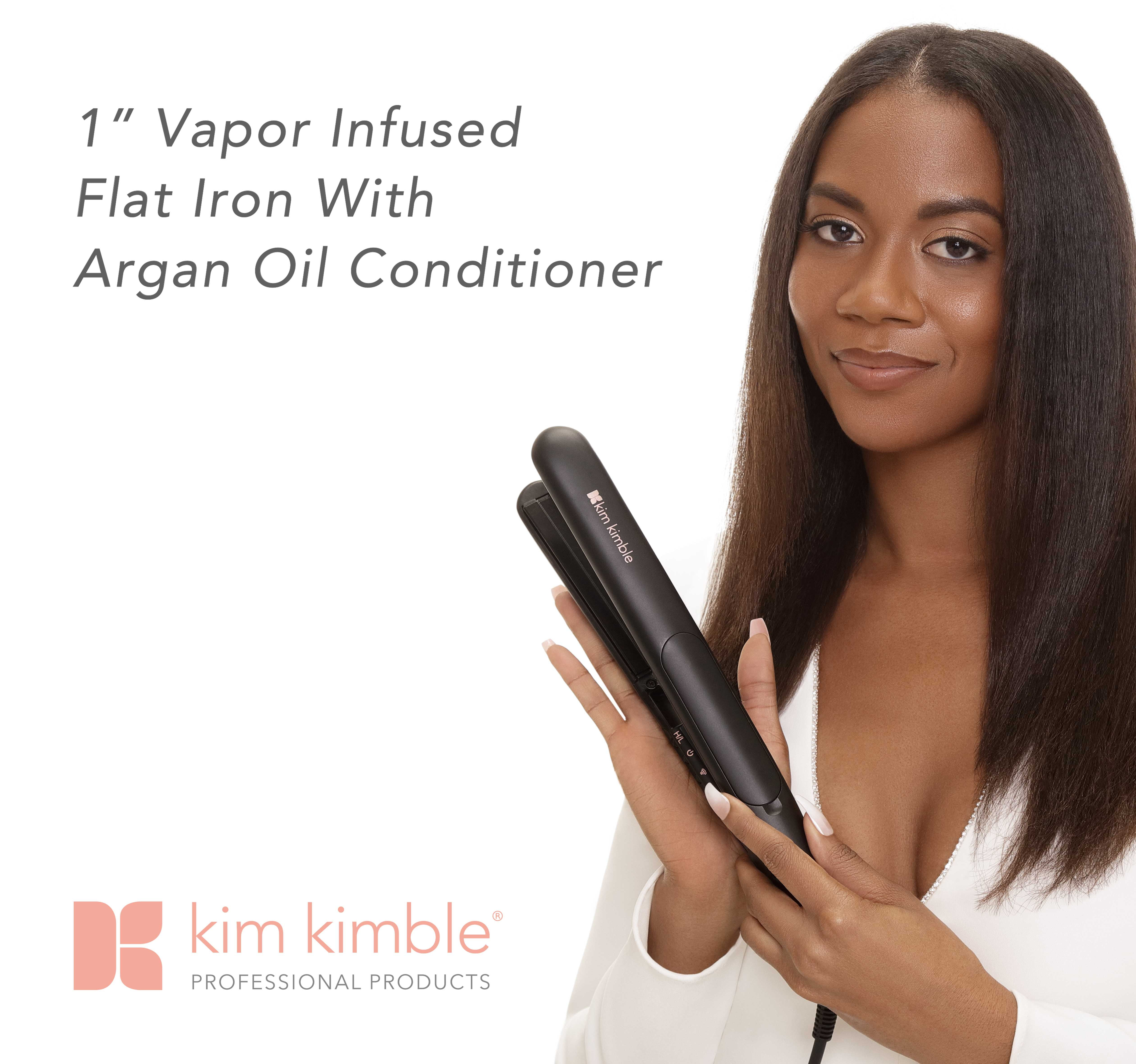 Kim Kimble 1&rdquo Conditioning Vapor Infused Flat Iron &ndash Special Ceramic Dual Heat Setting, Strengthens & Adds Volume to