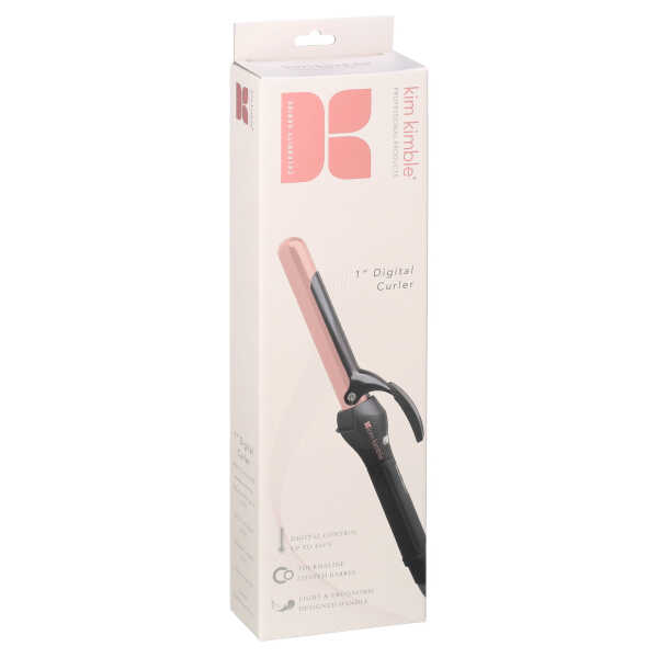 Kim Kimble Celebrity Series 1" Ceramic Tourmaline Digital Spring Hair Curling Iron with Heat Resistant Protective Glove, Black &