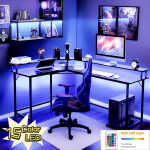 Ktaxon 66" Wood L-Shaped Computer Gaming Desk Corner PC Latop Table Study Office Workstation Black