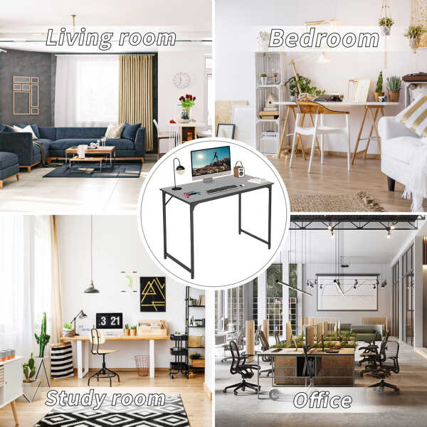 NiamVelo Computer Desk 40 inches Home Office Desk Modern Simple Style PC Desk with Sturdy Metal Frame for Adults & Kids, Vintage