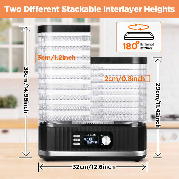 TNTANTS 9-Tray Food Dehydrator Machine, Dehydrator for Food and Jerky with 24H Timer and 95-176&8457 Temperature Control, for