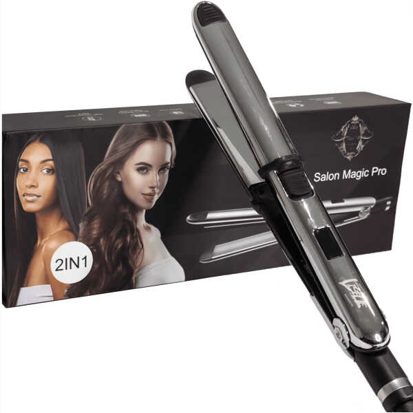 Liselle Beauty Products Salon Magic Pro Flat Iron - Titanium Plates, LCD Display, Adjustable Heat 450&degF