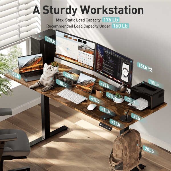 VVENACE Electric Standing Desk Height Adjustable Desk 48 x 24 inch 4 Memory Height Stand up Desk for Home Office, White
