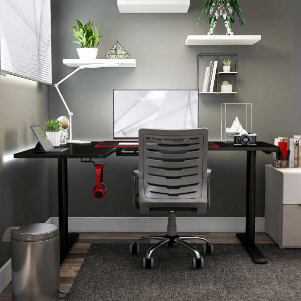 Furniture of America Devan Contemporary Black 65-inch Metal Computer and Gaming Desk by