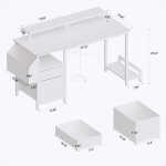 Furnibear Computer Desk with Drawer and Power Outlets, 47" Office Desk with 2 Monitor Stands and Fabric File Cabinet for Home