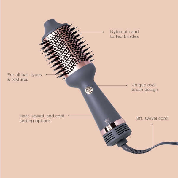 Hairitage Ceramic Volumizing Blow Dryer Brush for Curling and Straightening