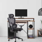 JOMEED Computer Desk with Monitor Shelf for At-Home Office, Brown/Black