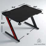 Homall 44 Inches Z-Shaped Gaming Desk Carbon Fiber Surface Desk with Cup Holder & Headphone Hook, Black