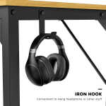 CONCETTA Computer Desk, 31 Inch with Storage Bag and Iron Hooks for Home, Office, Black