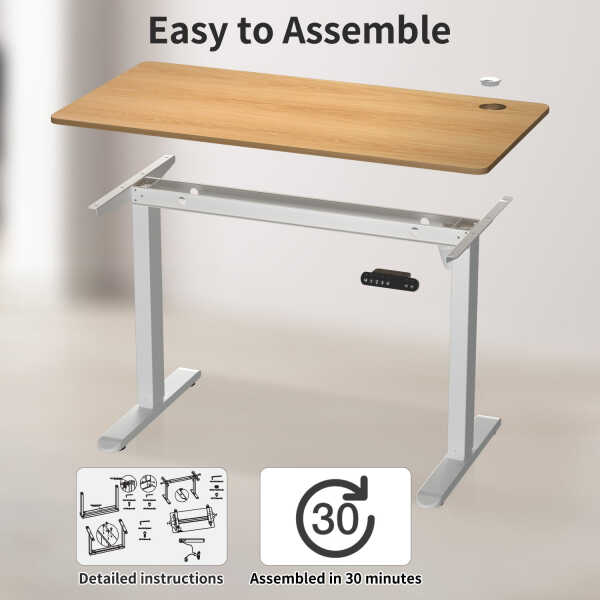 AIMEZO Electric Standing Desk, 48 x 24 inch Adjustable Height Desk with Whole-Piece Tabletop, Stand up Desk for Home Office