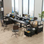 EnHomee 56.5" Computer Desk with Monitor Stand, Office Desk with Fabric File Cabinet, Gaming Computer Desk for Home Office