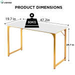 XF XINFENG 47.2 in Adult/Student/Office/Home Desks, Gold, White