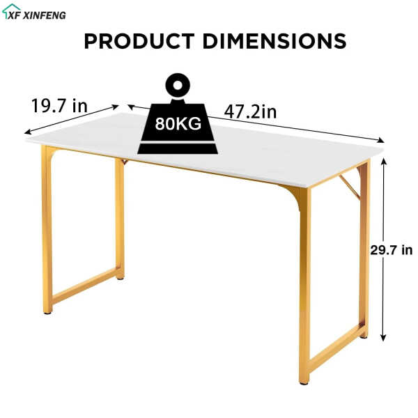 XF XINFENG 47.2 in Adult/Student/Office/Home Desks, Gold, White