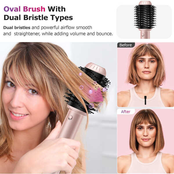 RACCOMB 5-in-1 Hair Styler, Air Styling & Drying System, Powerful Hair Dryer Brush & Multi-Styler with Auto-Wrap Curlers, Oval