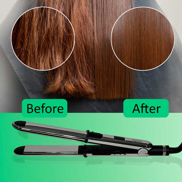 Liselle Beauty Products Salon Magic Pro Flat Iron - Titanium Plates, LCD Display, Adjustable Heat 450&degF