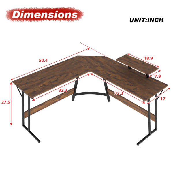 PayLessHere L Shaped Desk Corner Gaming Desk Computer Desk for Adults,Black,29"H