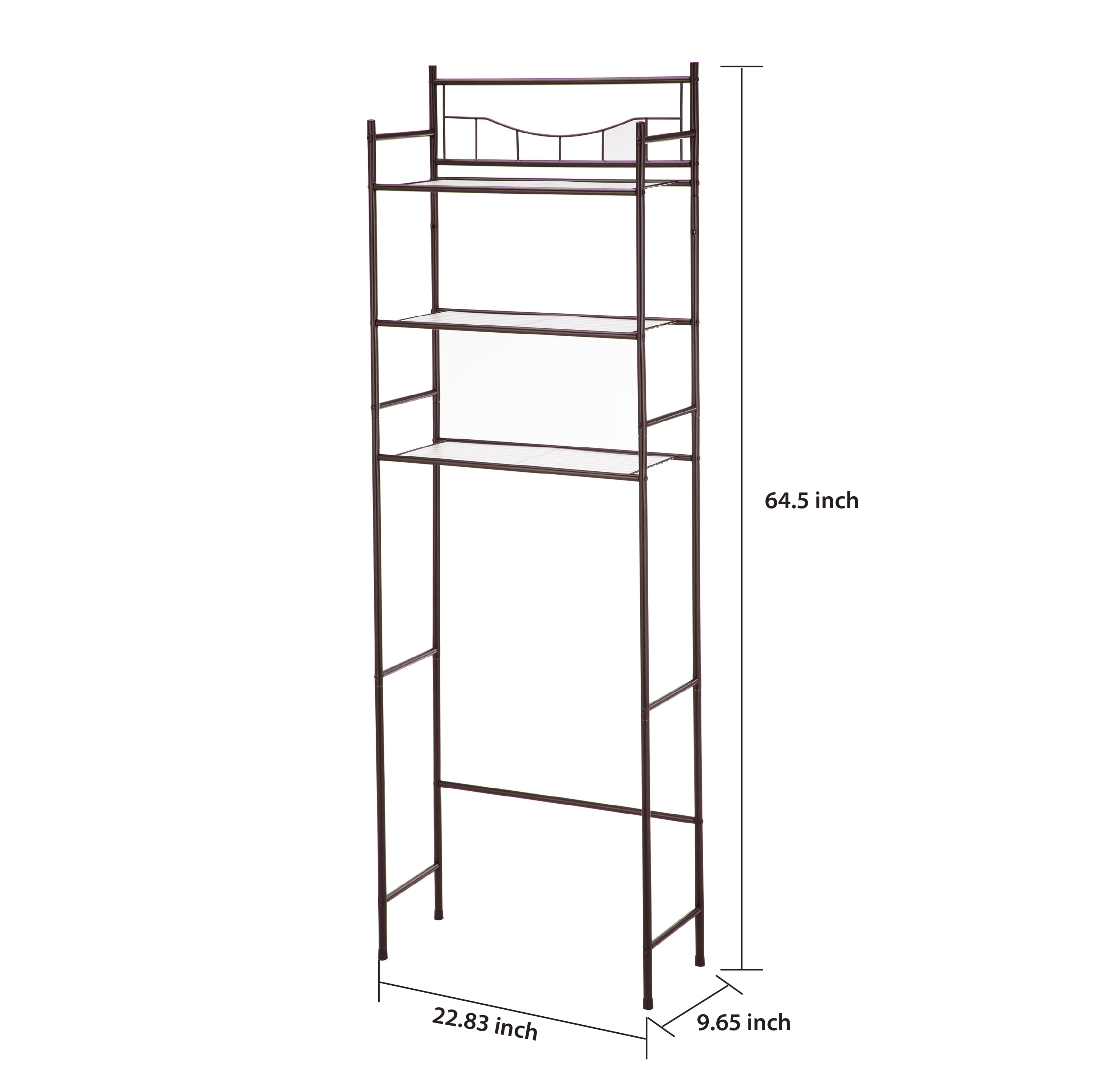 Mainstays 3-Shelf Over the Toilet Steel Freestanding Storage Shelf Unit, Silver, Holds up to 30 lb Capacity