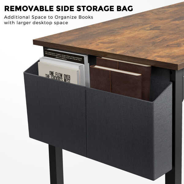 CONCETTA Computer Desk, 31 Inch with Storage Bag and Iron Hooks for Home, Office, Black