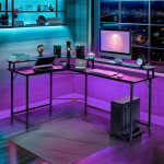 Ktaxon 66" Wood L-Shaped Computer Gaming Desk Corner PC Latop Table Study Office Workstation Black