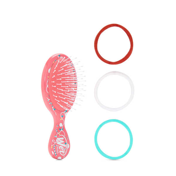 Wet Brush Hair Brush Mini Detangler 2 pack with Bonus Elastics.