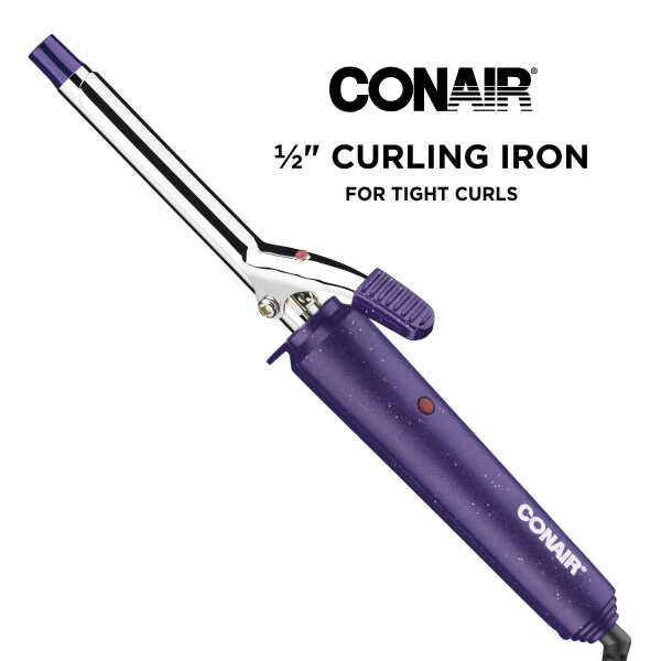 Conair Supreme Triple 0.5", 0.75", 1" Ceramic Spring Curling Iron, Purple, 3 Piece, CB433W2N