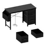 47" Office Desk with Power Outlet, 3 Drawers, Large Side Pocket, Desk Easy to Assemble, Frame Stability Reversible, for Home