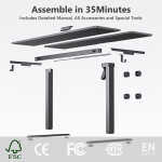 VVENACE Electric Standing Desk Height Adjustable Desk 48 x 24 inch 4 Memory Height Stand up Desk for Home Office, White