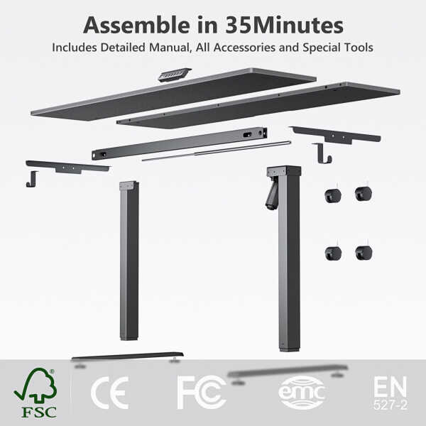 VVENACE Electric Standing Desk Height Adjustable Desk 48 x 24 inch 4 Memory Height Stand up Desk for Home Office, White