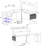 Homieasy L Shaped Desk with Power Outlet & USB Ports, 86.6'' Reversible L-Shaped Gaming Desk with Monitor Stand & LED Strip, 2