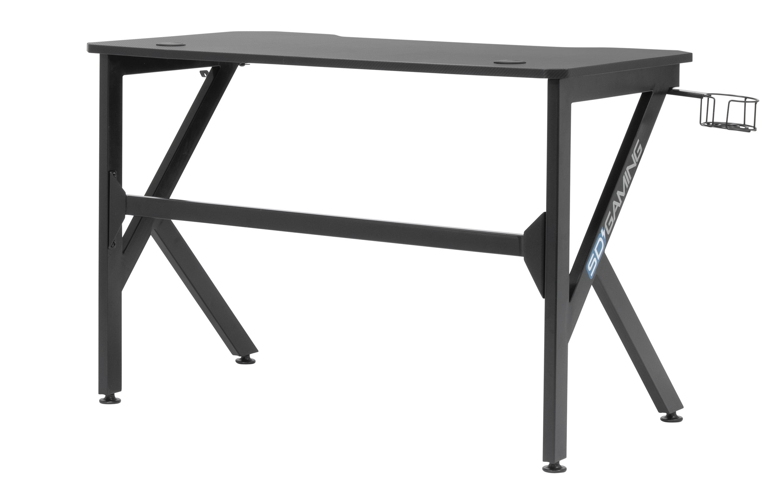 Studio Designs Saga Black Metal Gaming Desk with Cup Holder